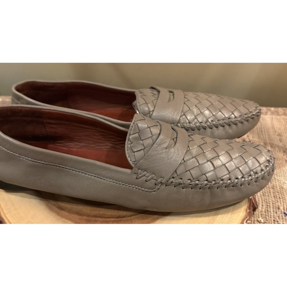 Robert Zur Petra Women Taupe Woven Soft Leather Driving Loafer size 10.5 AAAA